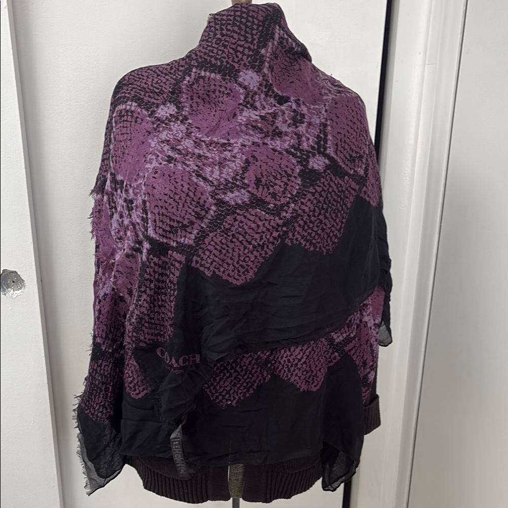 Coach Purple and Black Snake Print Scarf